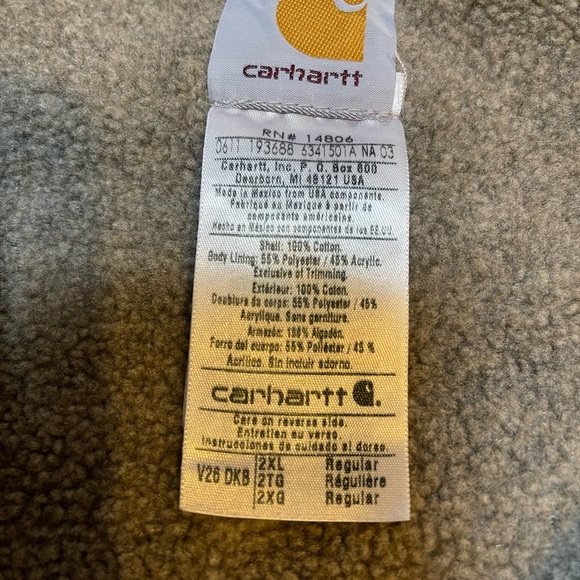 Carhartt V26 CML Brown Sherpa Lined Work Canvas Vest Men’s Size 2XL XXL, A62 - Picture 3 of 8